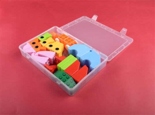 Rectangular Clear Plastic Storage Container with Hinged Lid