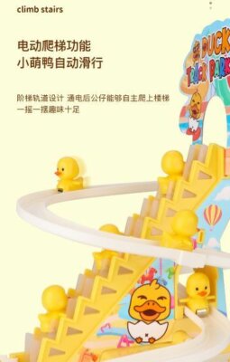 Little Lovely Ducklings Automatic Stair-Climbing Race Track Set with Lights and Music