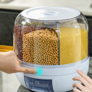 360° Rotating Airtight Rice and Grain Dispenser with Lid