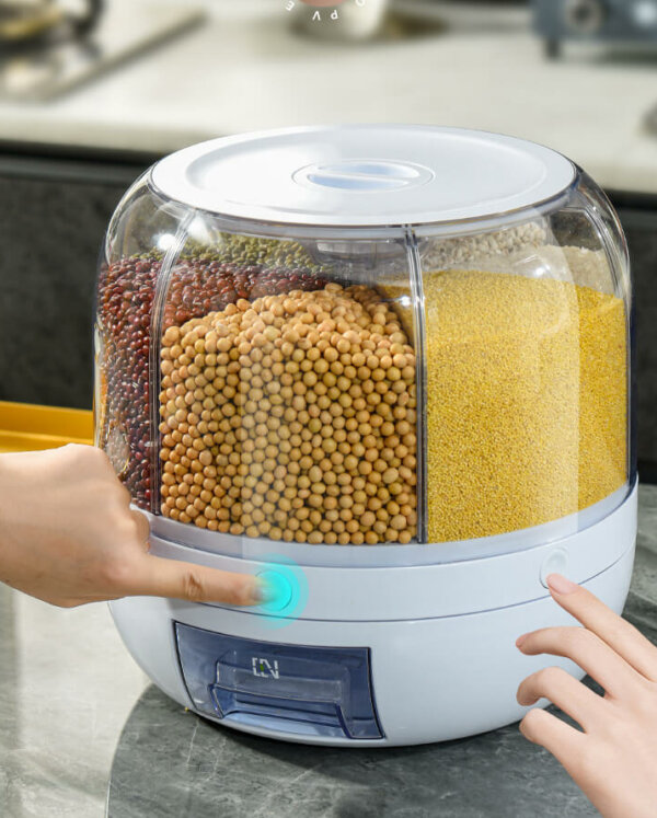 360° Rotating Airtight Rice and Grain Dispenser with Lid