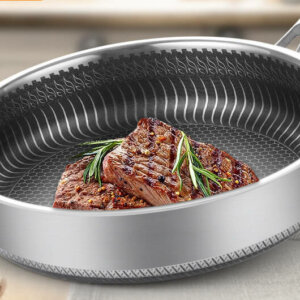 Nonstick Stainless #316 wok pan with lid and honeycomb for gas cooktops,Induction,electric stove,dishwasher safe