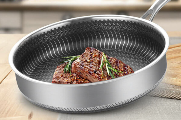 Nonstick Stainless #316 wok pan with lid and honeycomb for gas cooktops,Induction,electric stove,dishwasher safe