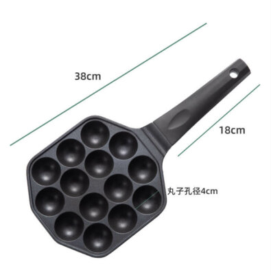 14 Holes Nonstick Takoyaki Grill Pan Cooking Baking Mold Tool for Making Japanese Octopus Meat Ball, Poffertjes Pancake Balls,Thai Kanom Krok and Other Small Desserts