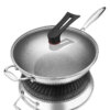 32cm Stainless #316 nonstick wok pan with lid and honeycomb for gas cooktops,Induction,electric stove,dishwasher safe