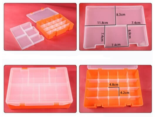 18 Grids Plastic Organizer Container with Adjustable Dividers with Removable Grids