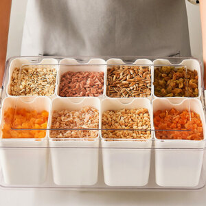 8 Pieces Seasoning Boxes Plastic Storage Container with Lid-Organization and Storage for Kitchen, Refrigerator