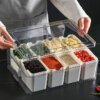 8 Pieces Seasoning Boxes Plastic Storage Container with Lid-Organization and Storage for Kitchen, Refrigerator