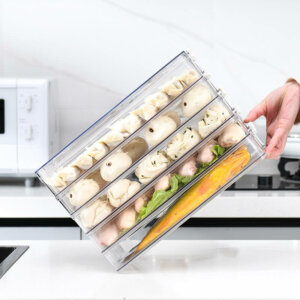 Kitchen Refrigerator Organizer, Vegetable/ Meat/ Dumplings Container with Lid (Standard)