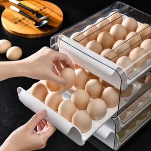 2-Layer Drawer Stackable Large Capacity 32 Grid Egg Storage Container