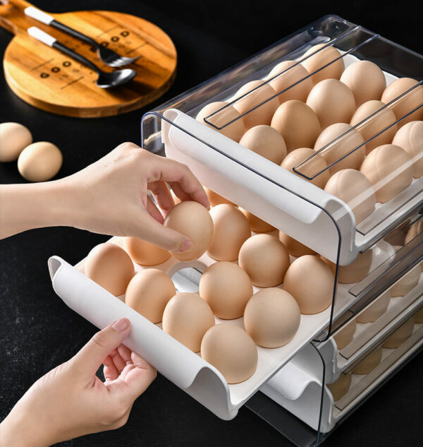 2-Layer Drawer Stackable Large Capacity 32 Grid Egg Storage Container