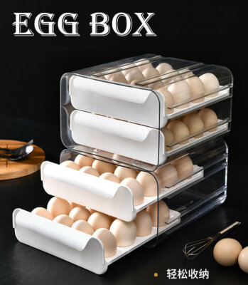 2-Layer Drawer Stackable Large Capacity 32 Grid Egg Storage Container