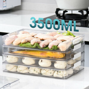 Kitchen Refrigerator Organizer, Vegetable/ Meat/ Dumplings Container with Lid (Standard)