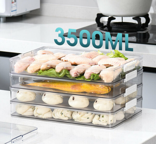 Kitchen Refrigerator Organizer, Vegetable/ Meat/ Dumplings Container with Lid (Standard)