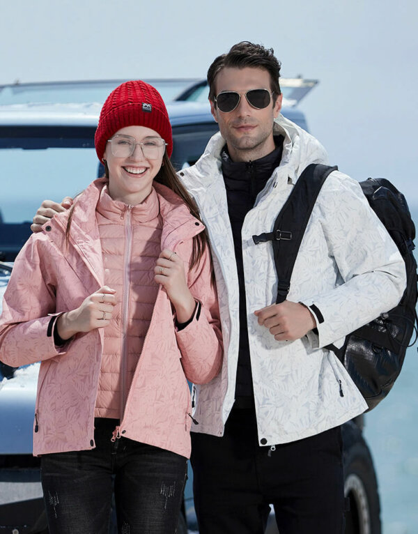 Warm Winter Coat 3 in 1 Waterproof, Windproof Snowboarding Jacket with Detachable Down Jacket