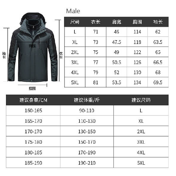 Warm Winter Coat 3 in 1 Waterproof, Windproof Snowboarding Jacket with Detachable Liner