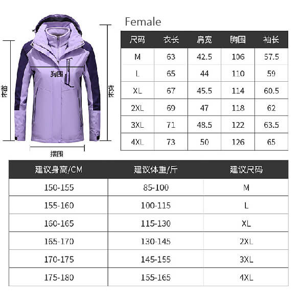 Warm Winter Coat 3 in 1 Waterproof, Windproof Snowboarding Jacket with Detachable Liner