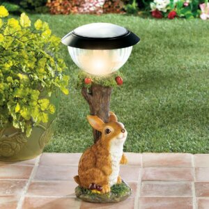 Solar Powered Garden Statue Resin Animal Sculpture for Indoor Outdoor Decorations