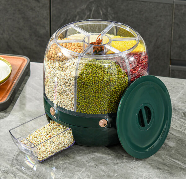 360° Rotating Airtight Rice and Grain Dispenser with Lid