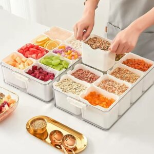 8 Pieces Seasoning Boxes Plastic Storage Container with Lid-Organization and Storage for Kitchen, Refrigerator