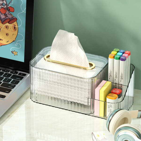 Multifunctional Tissue Box Holder with Storage Compartments