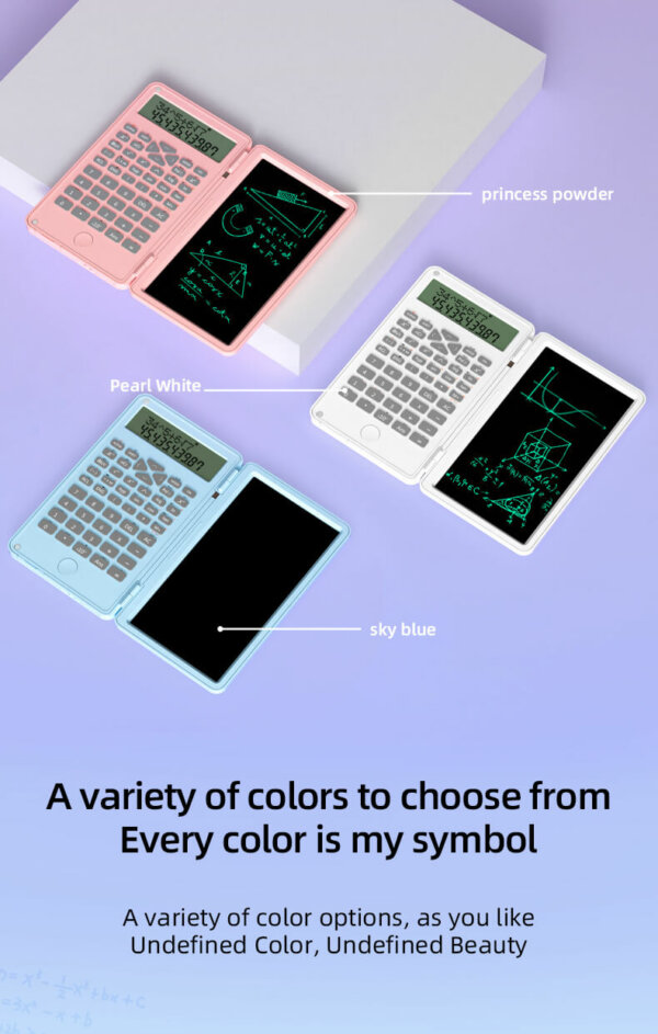 Upgrade Foldable Scientific Engineering Calculators with Erasable Writing Tablet, LCD Large Display 12-Digit