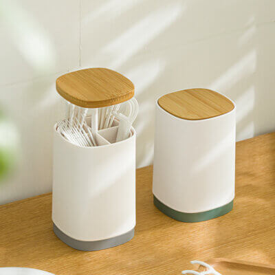 MIC028-01D Automatic Pop-up Toothpick Holder-Storage Bottle for Bamboo Toothpick, Flossers, Dental Floss Picks