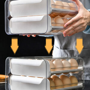 2-Layer Drawer Stackable Large Capacity 32 Grid Egg Storage Container