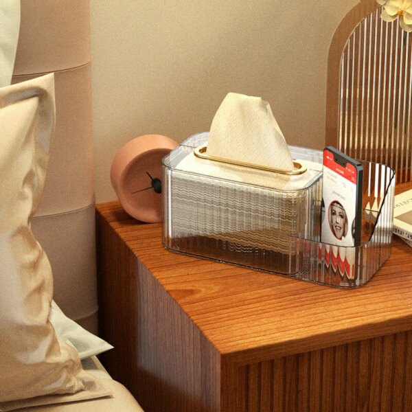 Multifunctional Tissue Box Holder with Storage Compartments