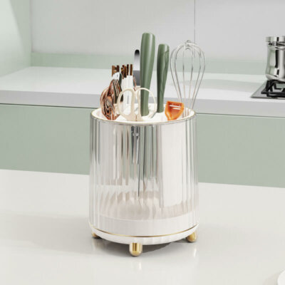 Rotating Knife Block Holder without Knives, Detachable for Easy Cleaning, Extra Slots for Kitchenware