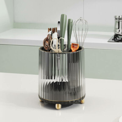 Rotating Knife Block Holder without Knives, Detachable for Easy Cleaning, Extra Slots for Kitchenware