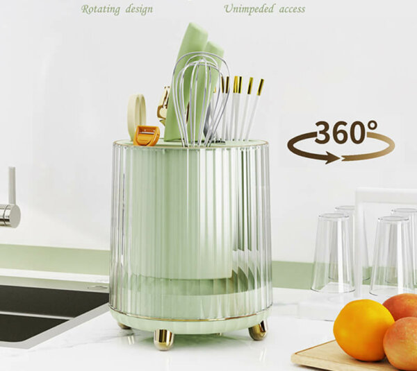 Rotating Knife Block Holder without Knives, Detachable for Easy Cleaning, Extra Slots for Kitchenware