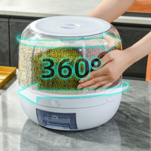 360° Rotating Airtight Rice and Grain Dispenser with Lid