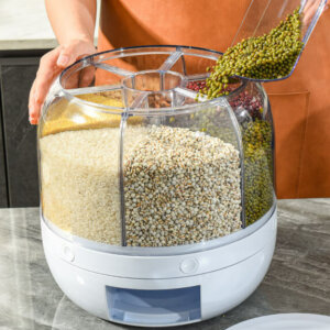 360° Rotating Airtight Rice and Grain Dispenser with Lid