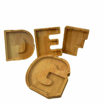 Large-Capacity Transparent Wooden A-Z Letter Piggy Bank