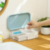 Multifunctional Stackable Storage Bins with Lids-Openable Mask/ Cotton Pad Storage Box