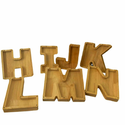 Large-Capacity Transparent Wooden A-Z Letter Piggy Bank