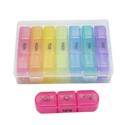 Weekly Pill Organizer,3-Times-A-Day 7 Day Pill Box- Moisture-Proof, Medication Reminder, Portable Travel Container