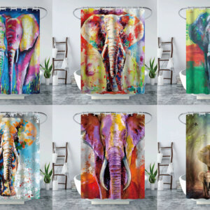 Wild Animal Elephant/ Dolphin/ Octopus Waterproof Shower Curtain