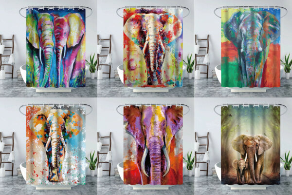 Wild Animal Elephant/ Dolphin/ Octopus Waterproof Shower Curtain