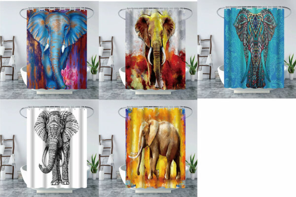 Wild Animal Elephant/ Dolphin/ Octopus Waterproof Shower Curtain