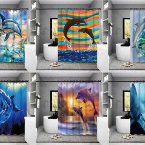 Wild Animal Elephant/ Dolphin/ Octopus Waterproof Shower Curtain