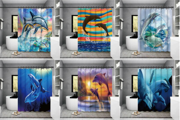 Wild Animal Elephant/ Dolphin/ Octopus Waterproof Shower Curtain