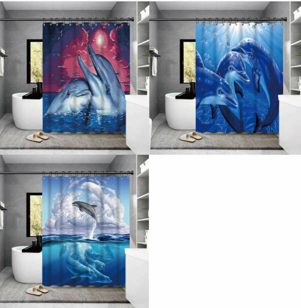 Wild Animal Elephant/ Dolphin/ Octopus Waterproof Shower Curtain