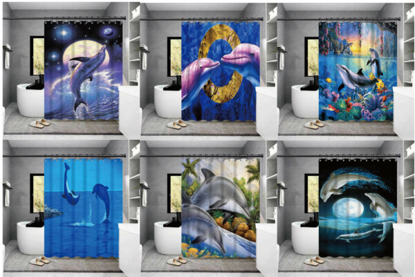 Wild Animal Elephant/ Dolphin/ Octopus Waterproof Shower Curtain