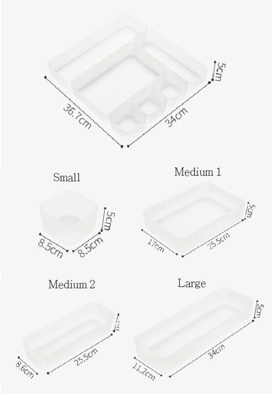 6-Piece Clear Drawer Organizers-Makeup, Jewelries, Utensils in Bedroom Dresser, Office and Kitchen