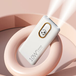 Portable Cute 10000mAh Power Bank with Detachable Ports & Flashlight