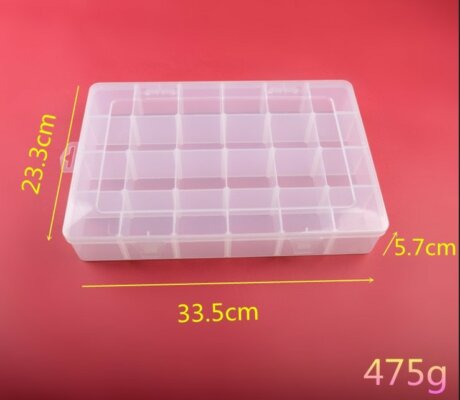 24 Grids Plastic Organizer Container with Adjustable Dividers with Removable Grids