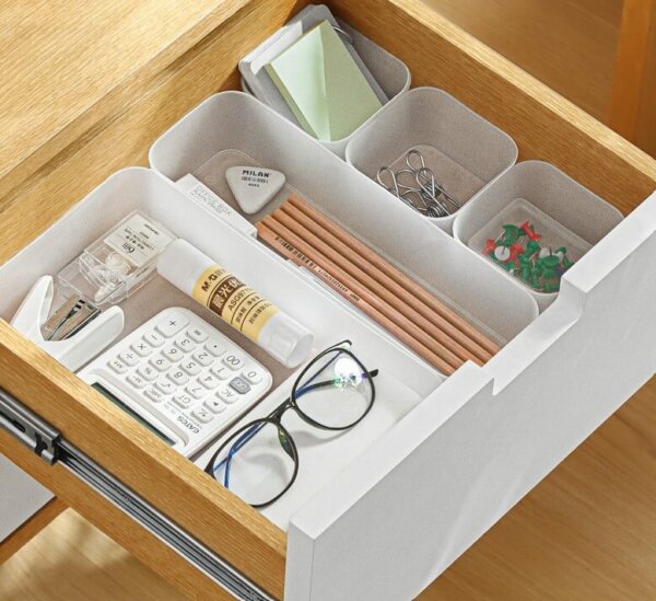 6-Piece Clear Drawer Organizers-Makeup, Jewelries, Utensils in Bedroom Dresser, Office and Kitchen