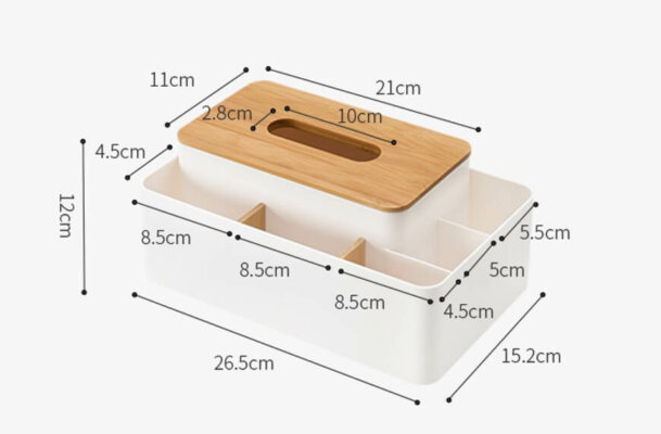 Multifunctional Tissue Box with 5 Compartments