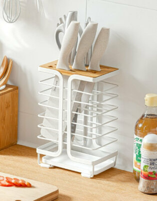 Top Hollow Iron Wire 8 Slots Knife Block Holder